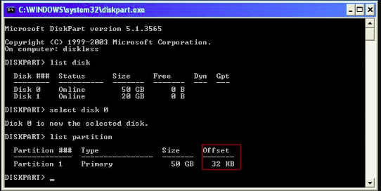 reading the partition offset value