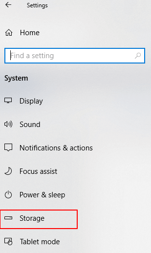 Open Windows Storage Settings.