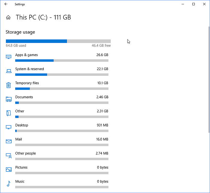 View large files that are taking the most space on your computer hard drive.