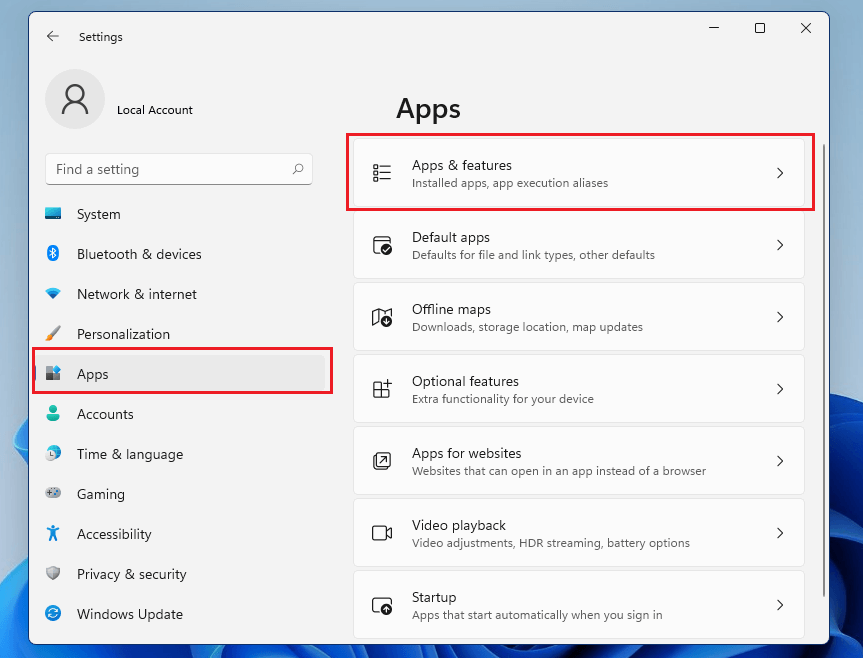 Windows 11 apps and features