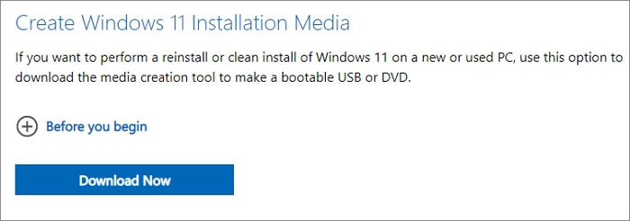 click create windows 11 installation media