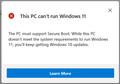 Windows 11 requires secure boot