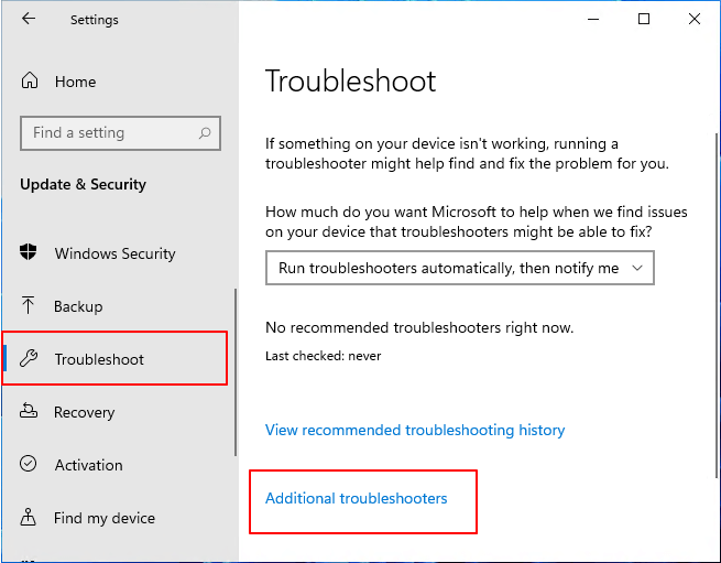 open Windows update troubleshooter