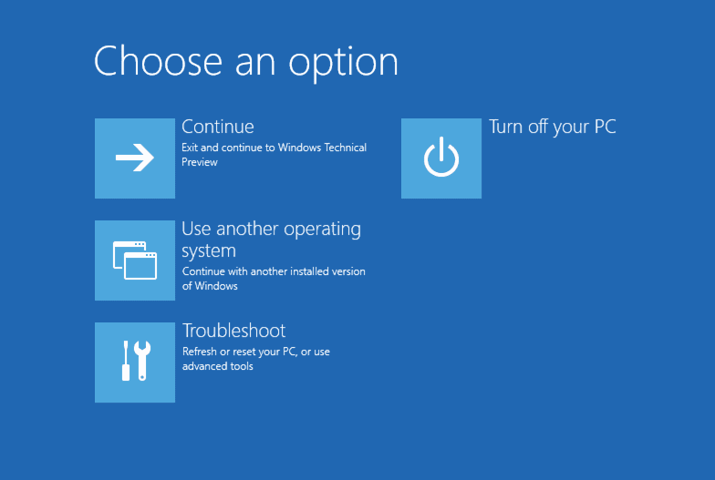 open windows boot options page