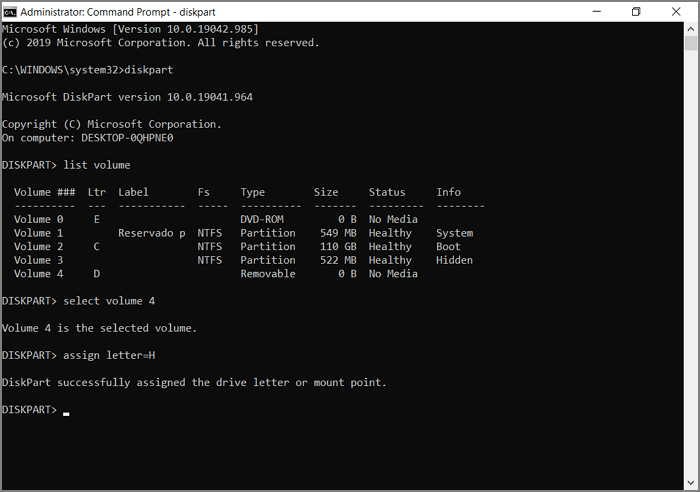 diskpart script to assign drive letter