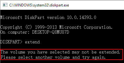 windows server 2003 extend partition error