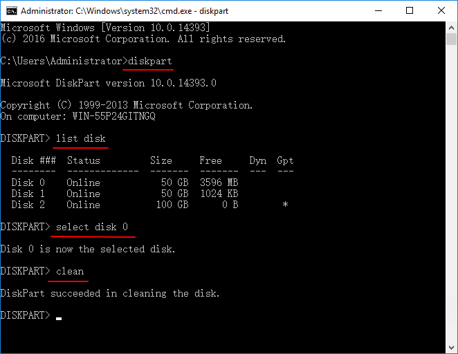 Wipe disk using CMD in Windows Server