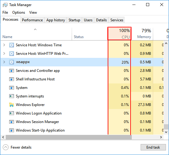 wsappx takes high disk and CPU usage