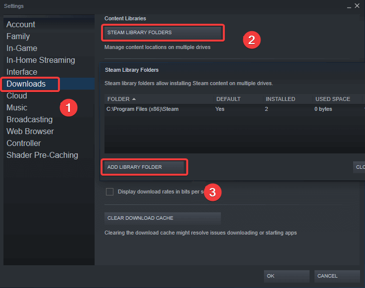 Add Steam installation library to restore lost games.