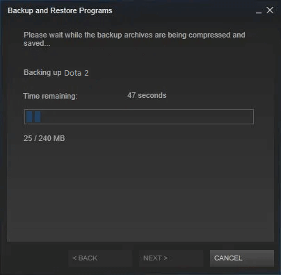 Finish backing up Steam games.