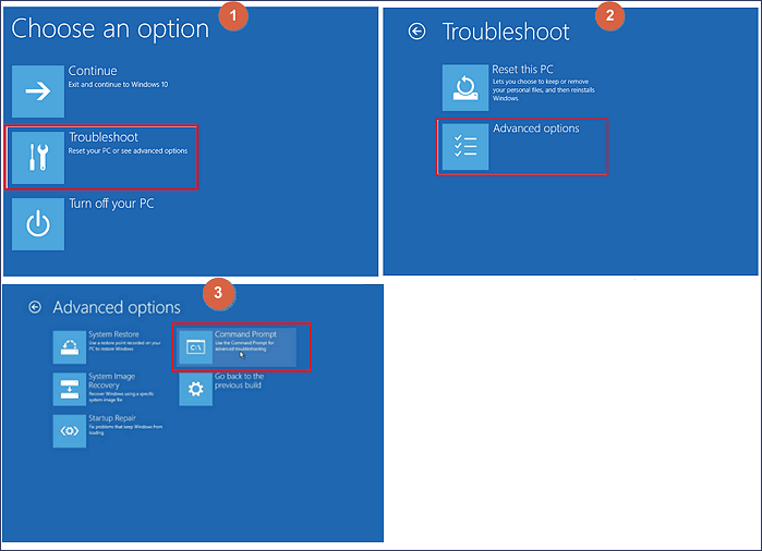 boot to command prompt in Windows 10