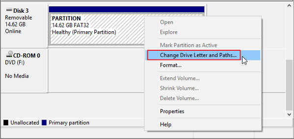 chang drive letter and paths to fix broken usb stick