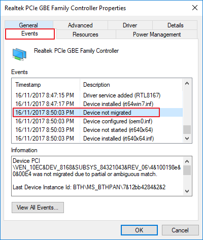 Where is device not migrated error message
