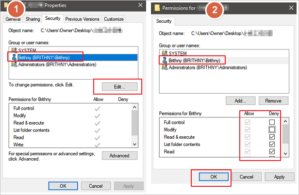 gain the permission of the folder or file