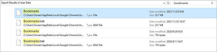chrome bookmarks backup on Windows 10