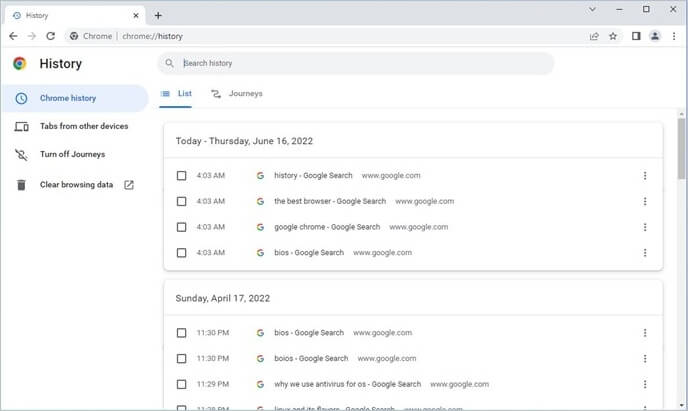 how to view Chrome history