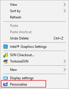 Click Personalize on desktop