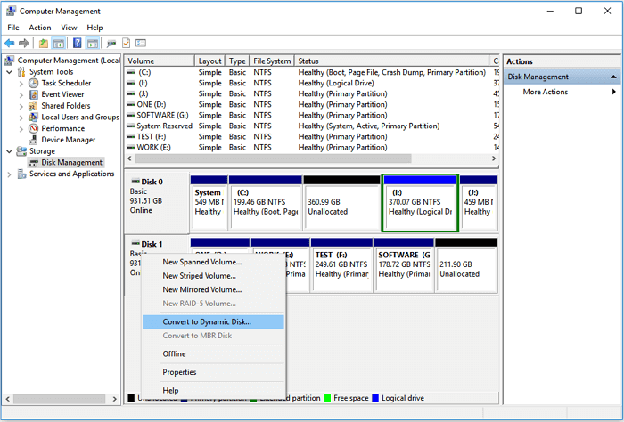 How to convert basic disk to dynamic disk
