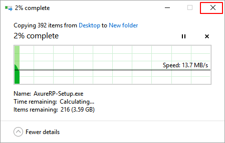 Cancel file copying process.