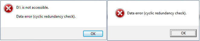 Image of Cyclic Redundancy Check error message