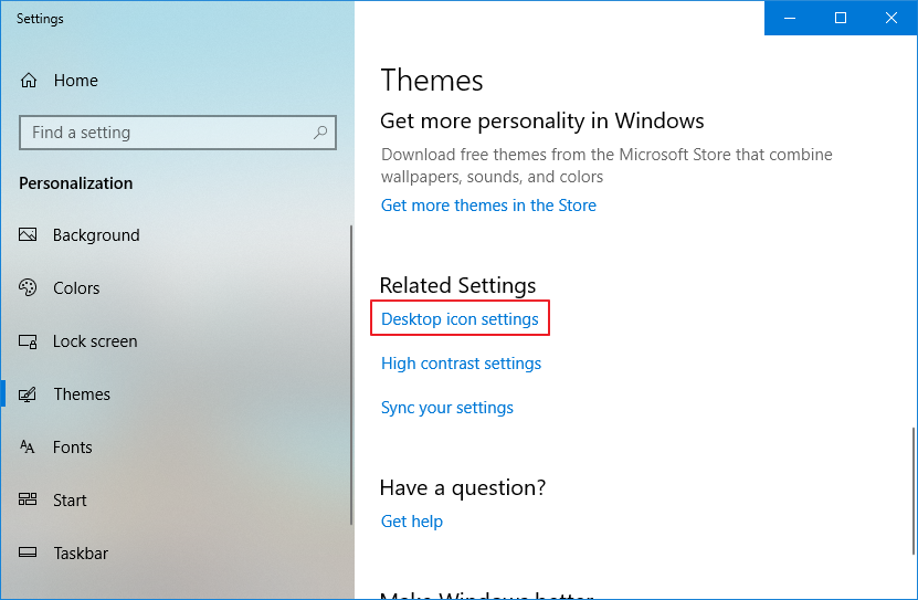 Find desktop icon settings