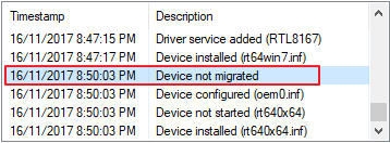 Device not migrated