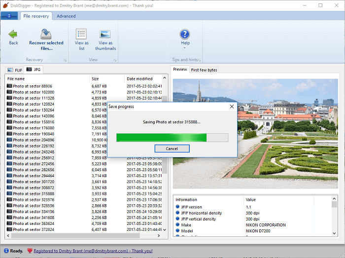 diskdigger main user interface