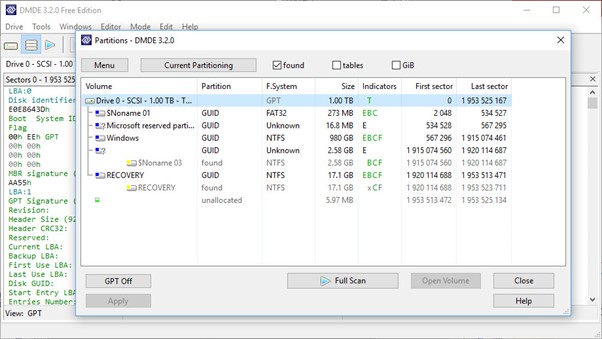 dmde interface