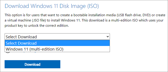 select windows 11 multi-edition iso