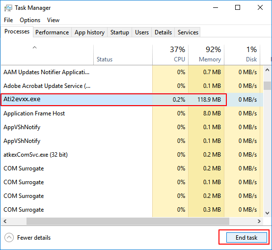 end running virus related program from task manager