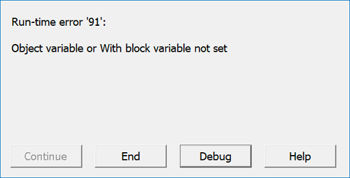 Word Runtime Error 91