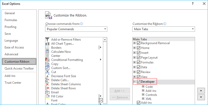 Microsoft excel has stopped working - add Excel developer