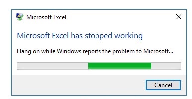 excel has stopped working