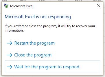 excel is not responding