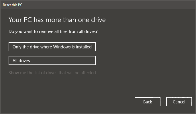 select all the drive or only the Windows OS drive