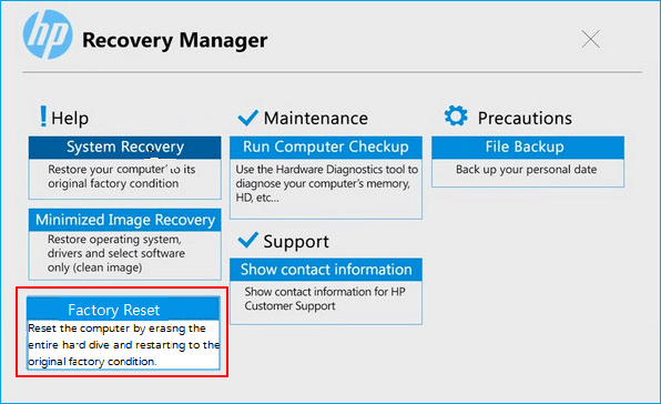 Factory Reset HP from HP startup menu