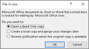 file is locked for editing