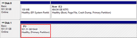 External hard disk shows as RAW