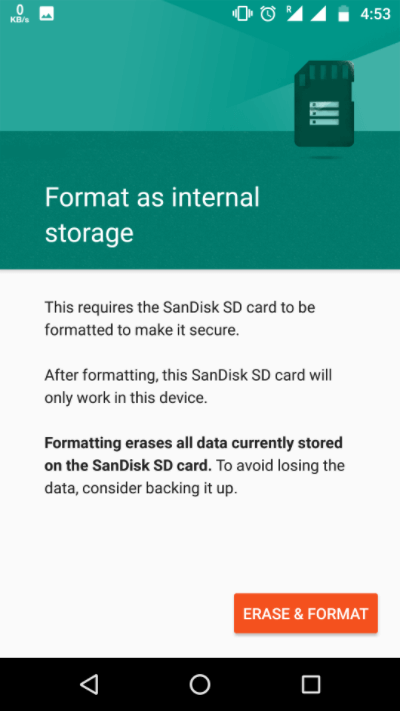 format sd card as internal memory