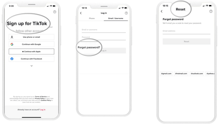 Recover a Forgotten Password  from TikTok