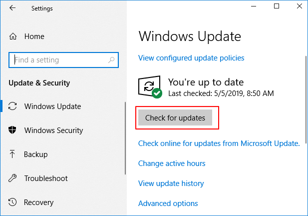 check windows update 