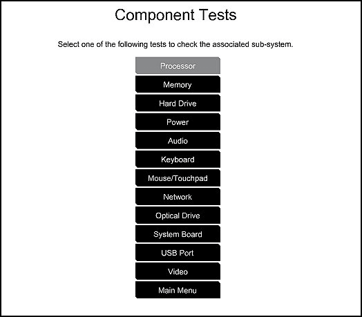 Run test via system diagnostics in HP Boot Menu