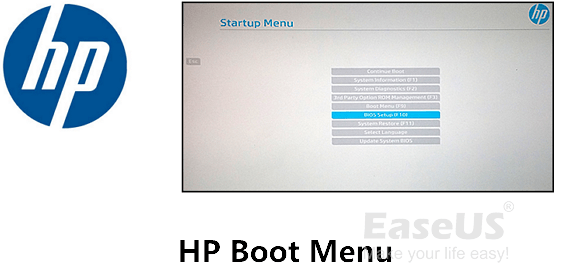 image of HP boot menu