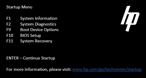 HP laptop boot menu