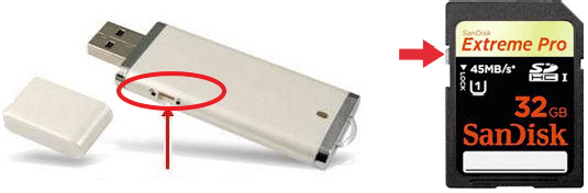 place the lock switch to unlock position to remove readonly status