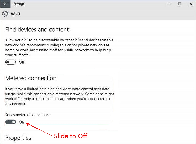 disable metered connection