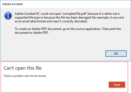 PDF cannot be opened error