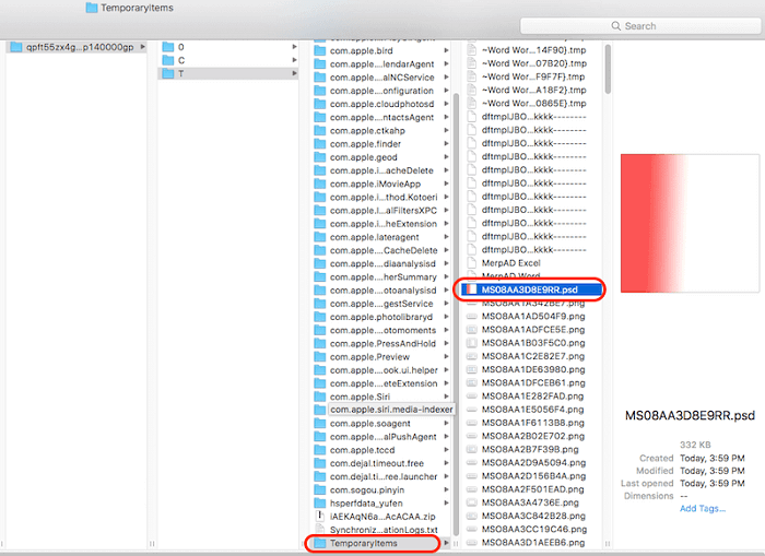 recover unsaved photoshop files mac from photoshop temp files step 2