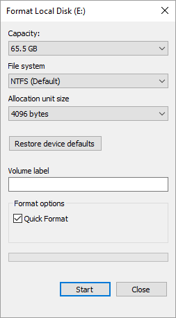 CHKDSK write protected fix - format disk