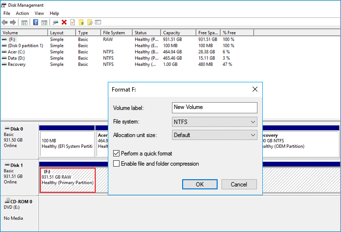 format hard drive to fix hard drive not detected